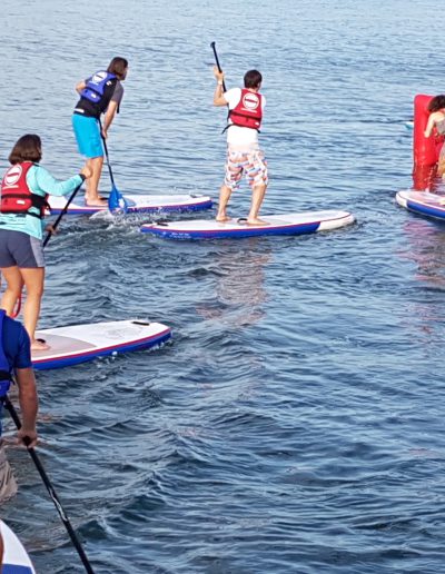 Group SUP water polo paddle boarding with Waterborn SUP