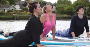 Yoga on a paddle board with Waterborn SUP